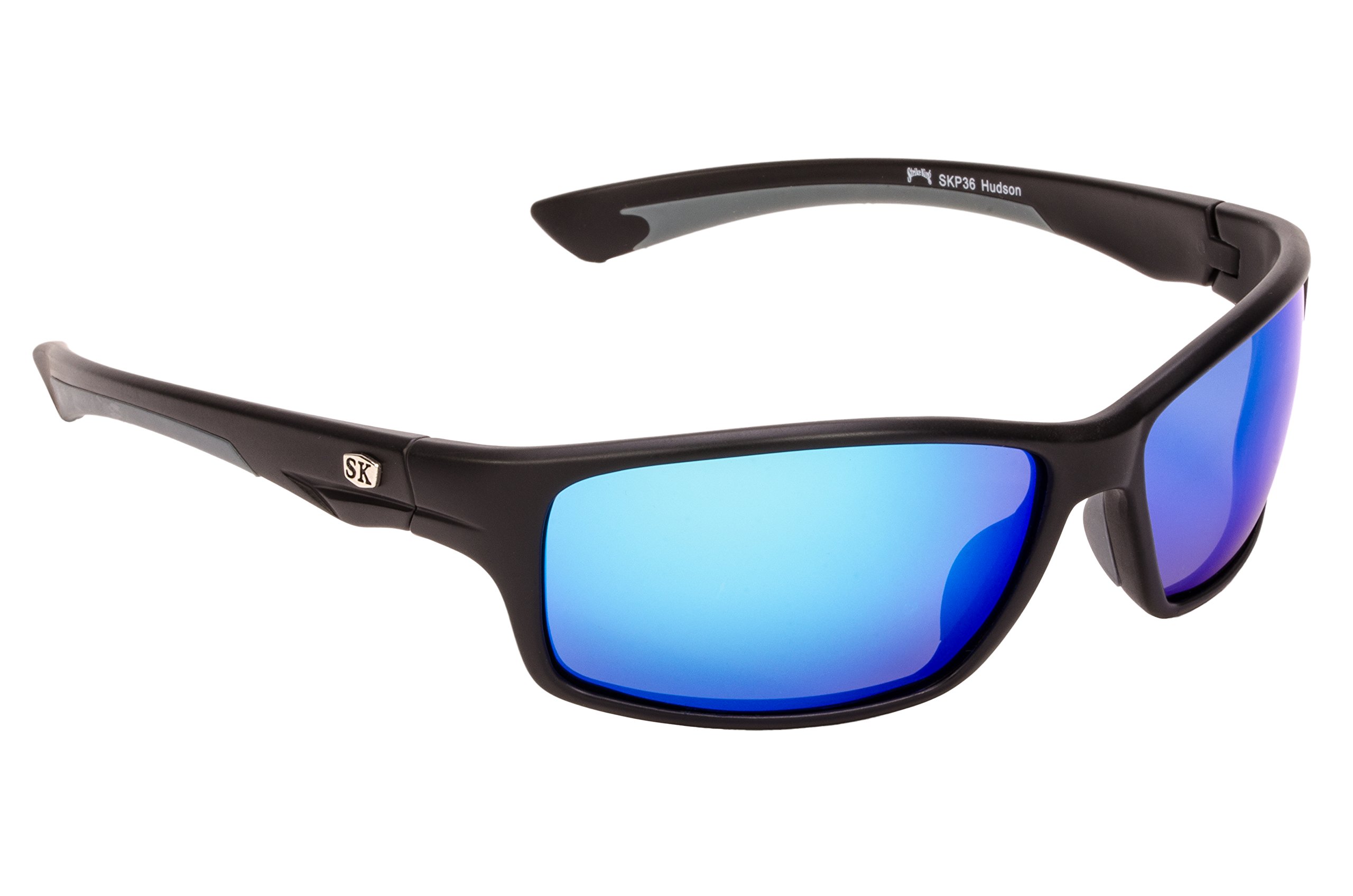 Strike King Plus Hudson Polarized Sunglasses with Matte Black/Gray Frames and Revo Blue Mirror Gray Lenses (SG-SKP36)