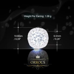 ORROUS&CO 18K Gold Plated CZ Simulated Diamond Stud Earrings for Women, Hypoallergenic, 1.9 Carat