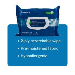 McKesson StayDry Disposable Wipe 6 Pack, 300 Washcloths - Large Adult Body and Incontinence Washcloths with Aloe and Vitamin E, Alcohol-Free, 50 Wipes Per Pack