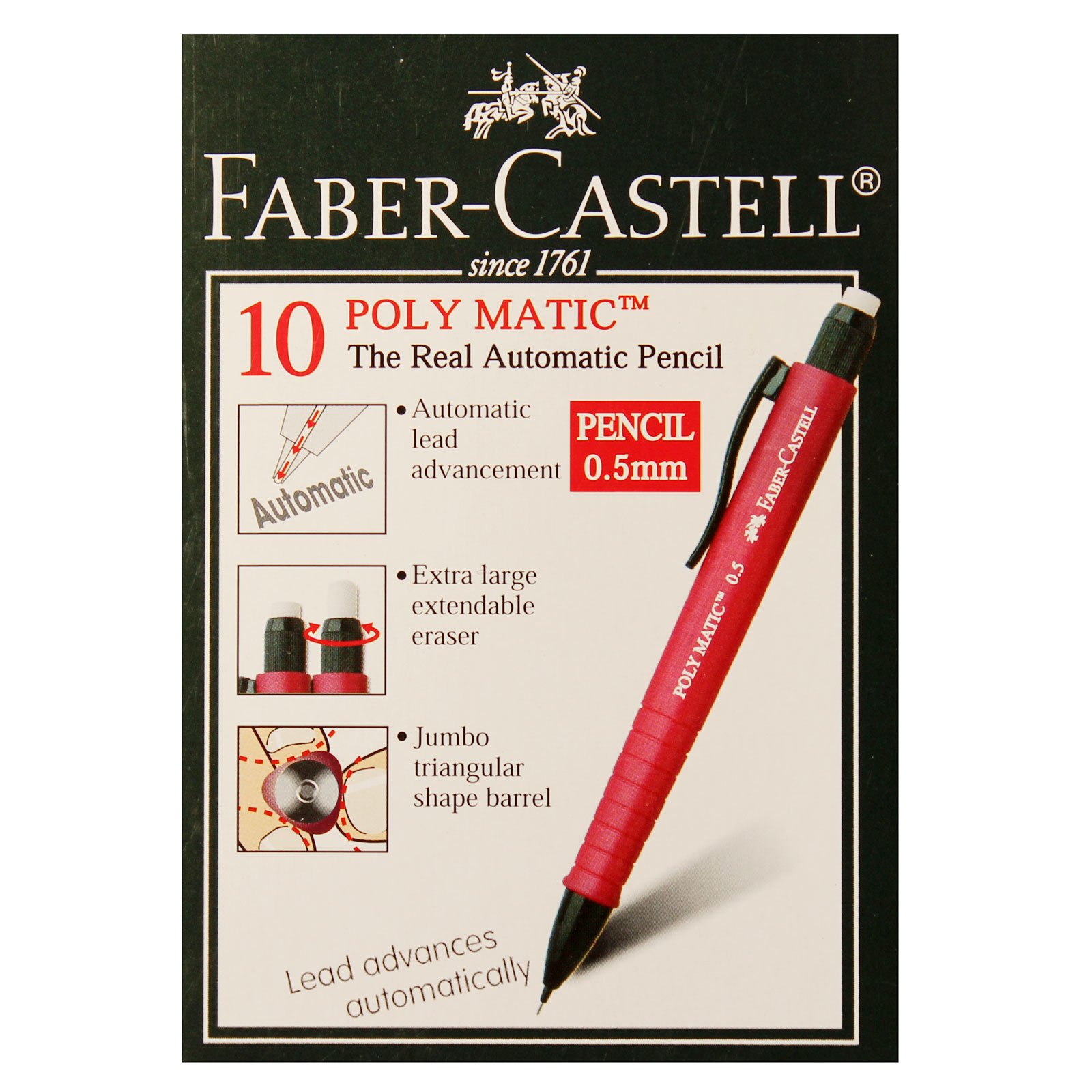 Faber-Castell Poly Matic Mechanical Pencil Automatic 0.5mm - Long Eraser Black