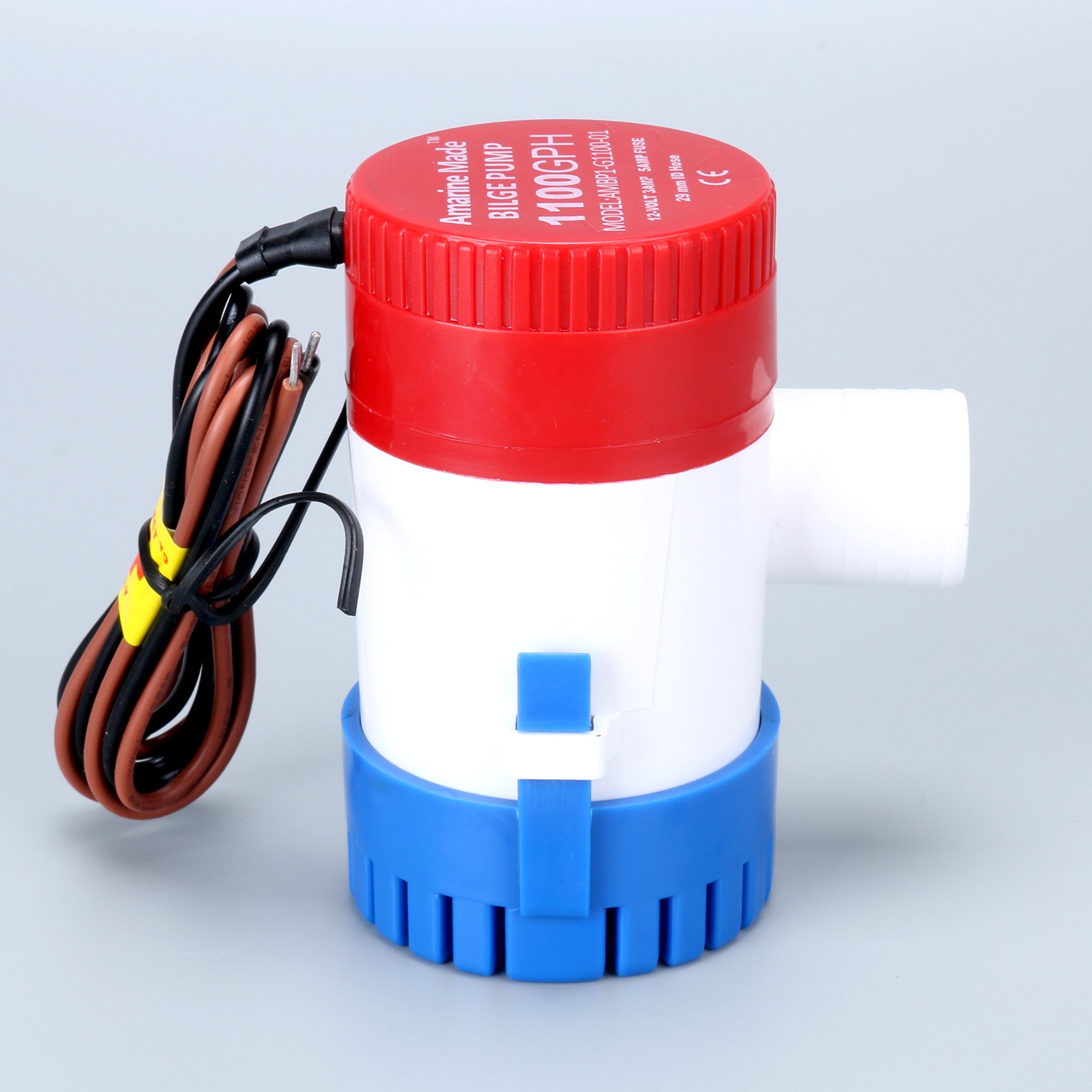 Amarine Made Bilge Pump, 12v Boat Pump 1100gph Marine Boat Bilge Pumps, Fully Submersible Pump for Ponds, Pools, Fishing Boats, RV and Marine Use