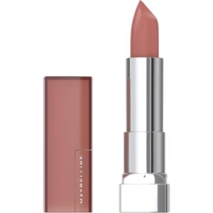 Maybelline Color Sensational Lipstick, Lip Makeup, Matte Finish, Hydrating Lipstick, Nude, Pink, Red, Plum Lip Color, Daringly Nude, 0.15 oz; (Packaging May Vary)