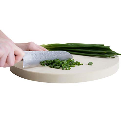 NoTrax 16" Round x 1" Sani-Tuff T45 Natural Rubber Cutting Board, Non-Skid Professional-Grade, Made in USA, T45S4R16BF