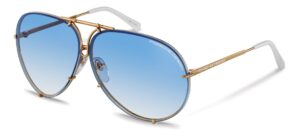 porsche design sunglasses, gold/blue/white, 66mm