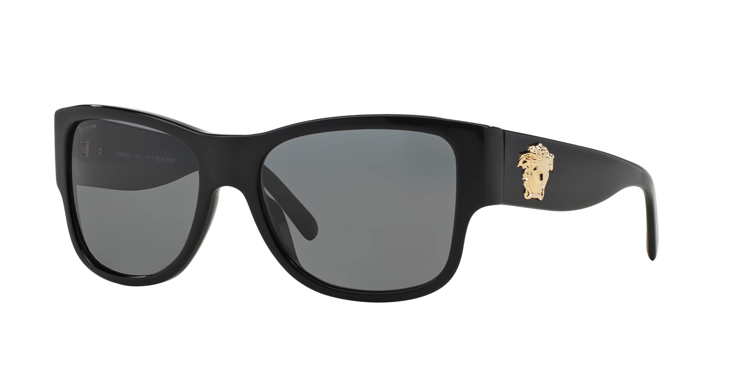 Versace Man Sunglasses Black Frame, Dark Grey - Polarized Lenses, 58MM