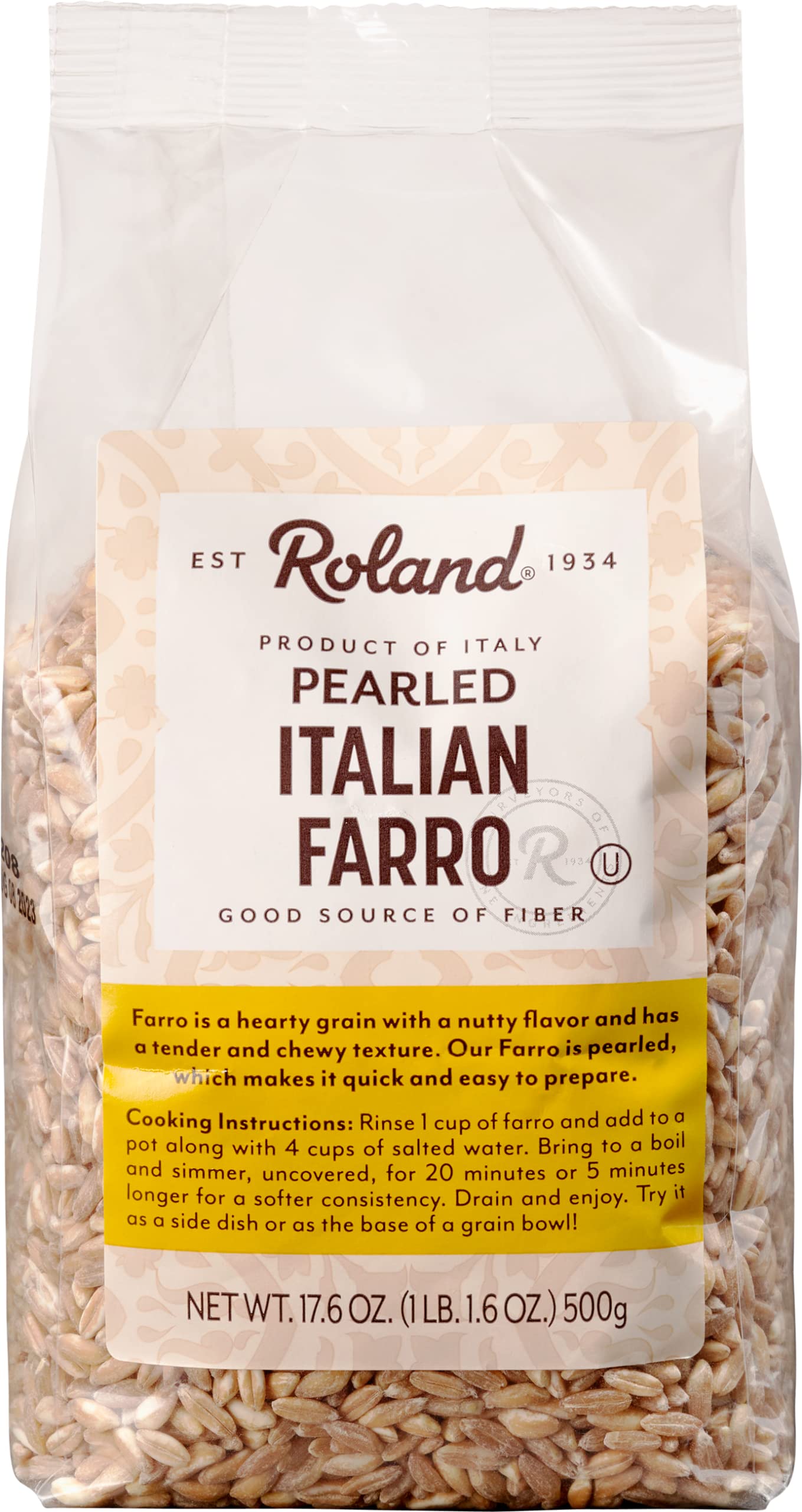 Roland Foods Italian Farro, Pearled, 17.6 Ounce