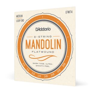 d'addario efw74 phosphor bronze flatwound mandolin strings, medium, 11-36