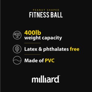 Milliard Peanut Ball Physio Roll for Exercise, Therapy, Labor, Birthing and Dog Training…