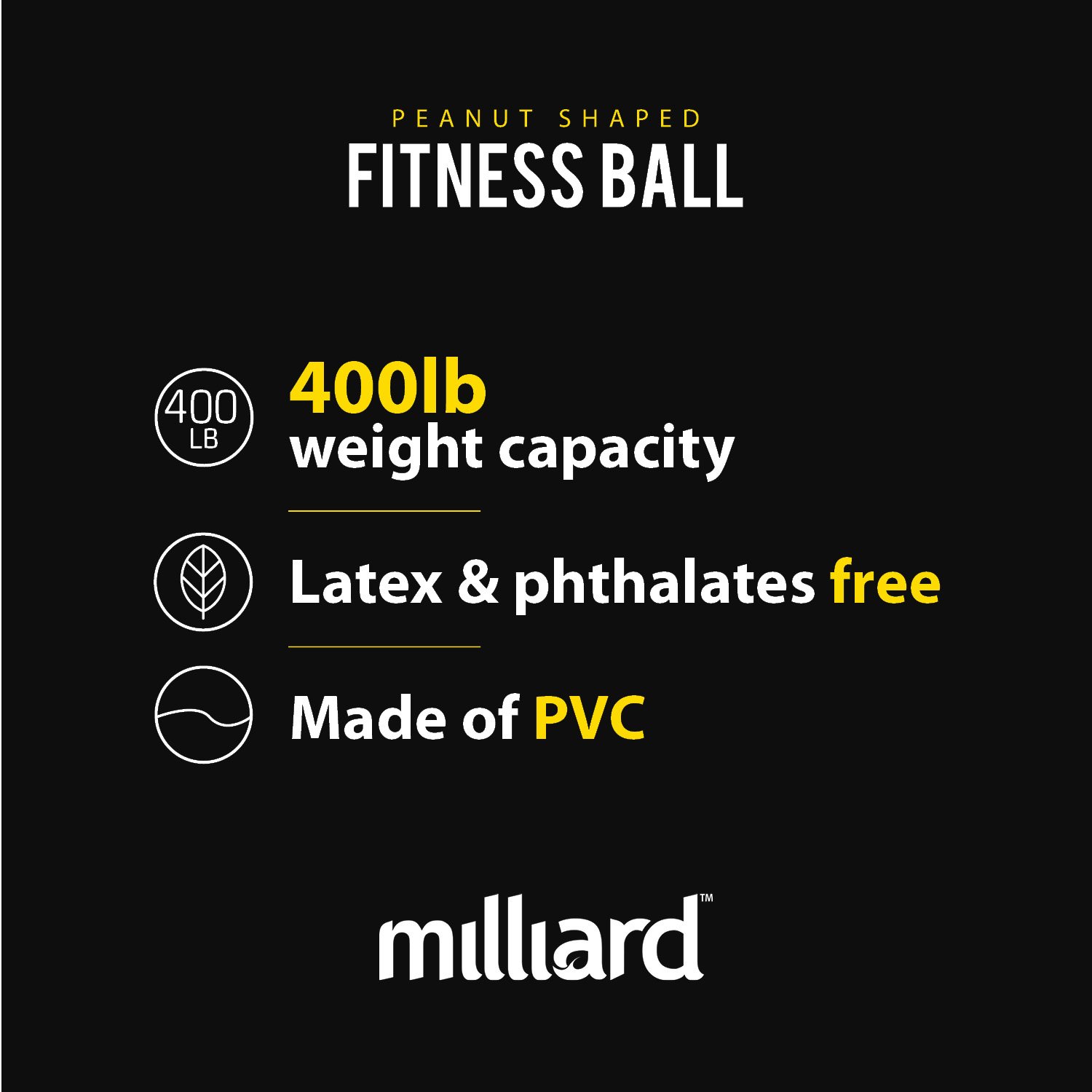 Milliard Peanut Ball Physio Roll for Exercise, Therapy, Labor, Birthing and Dog Training…