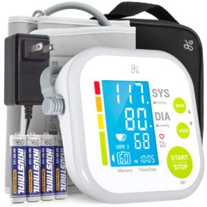 greater goods blood pressure monitor - complete bp machine kit with wall adapter and premium comfort cuff, designed in st. louis