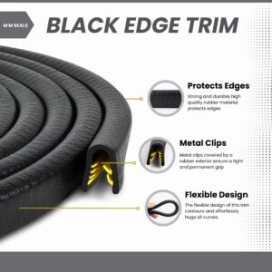 M M Seals - Edge Trim Black Fits 1/5 Inch (4.9mm), Leg 0.65 Inch (16.6mm), Length 15 Feet (4.6Meter) - Protective Edging Strip for Car Door Seal & Boat