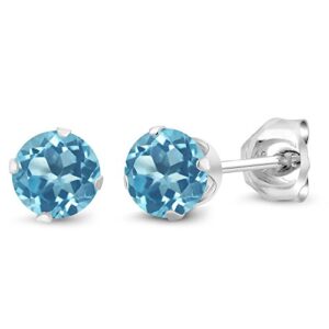 gem stone king 925 sterling silver round 4mm gemstone birthstone stud earrings for women