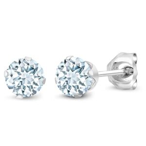 Gem Stone King 925 Sterling Silver Round 4MM Gemstone Birthstone Stud Earrings for Women