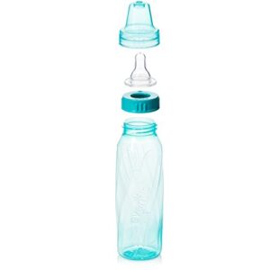 Evenflo Feeding Classic Tinted Plastic Standard Neck Bottles for Baby, Infant and Newborn - Teal/Green/Blue, 8 Ounce (Pack of 12)