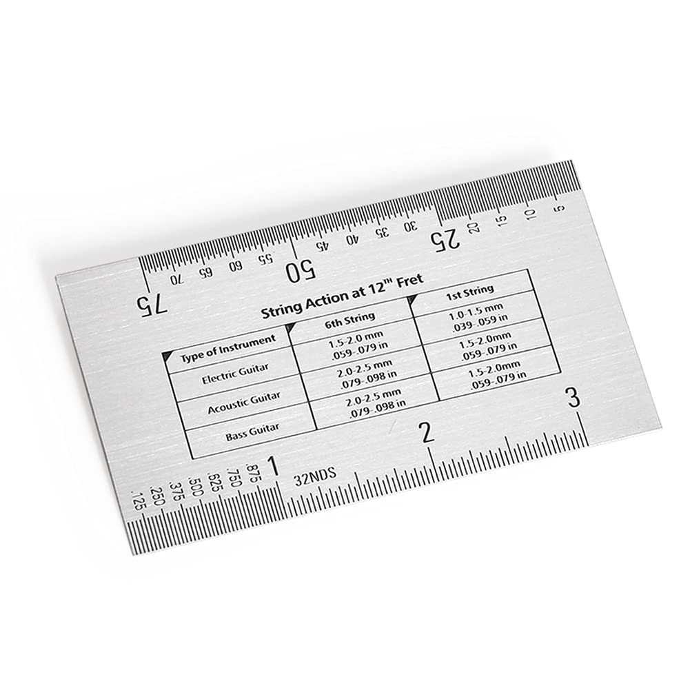 String Action Ruler Gauge Tool for Electric Bass and Acoustic Guitar