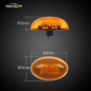 Partsam 2X Amber + 2X Red Side Fender Marker Assembly Replacement for Ford F350 F450 F550 1999-2010 Super Duty Full Kit Dually Bed Led Fender Side Marker Lights Aftermarket Front Rear w/ T10 Plug