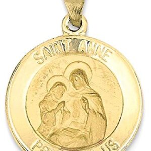 IceCarats 14K Yellow Gold Saint Anne Medal Necklace Charm Pendant 22.75mm x 15.5mm Only