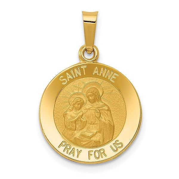 IceCarats 14K Yellow Gold Saint Anne Medal Necklace Charm Pendant 22.75mm x 15.5mm Only