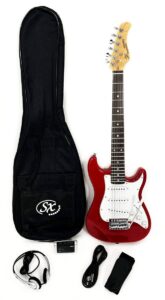 electric guitar package 1/2 size w/pocket amp, strap, and cord sx rst 1/2 car short scale red package