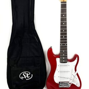 Electric Guitar Package 1/2 Size w/Pocket Amp, Strap, and Cord SX RST 1/2 CAR Short Scale Red Package