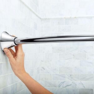 Moen Chrome 5-Foot Adjustable Tension Single Curved Shower Curtain Rod for Bathroom Shower, CSR2172CH