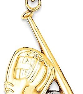 IceCarats 14K Yellow Gold Baseball Bat Glove Necklace Softball Charm Sports Pendant 25mm x 13mm Only