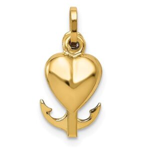 IceCarats 14K Yellow Gold Heart Love Cross Anchor Mariner Necklace Nautical Religious Pendant Jesus Christ Charm 18mm x 20mm Only