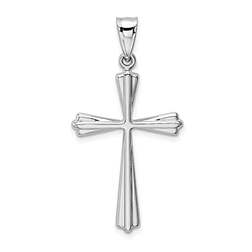 IceCarats 14K White Gold Holy Cross Necklace Religious Pendant Jesus Christ Charm Only