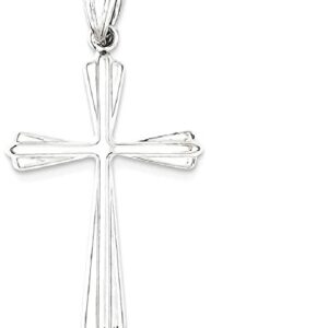 IceCarats 14K White Gold Holy Cross Necklace Religious Pendant Jesus Christ Charm Only