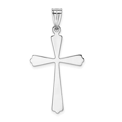 IceCarats 14K White Gold Holy Cross Necklace Religious Pendant Jesus Christ Charm Only