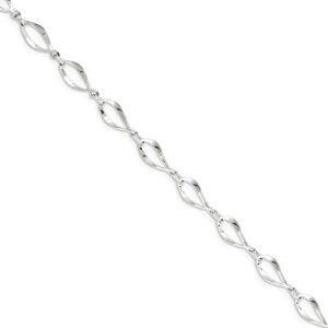 IceCarats 14K White Gold Link Chain Bracelet 7.25 inch