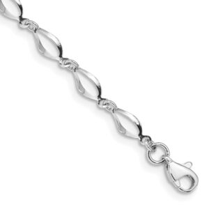 IceCarats 14K White Gold Link Chain Bracelet 7.25 inch