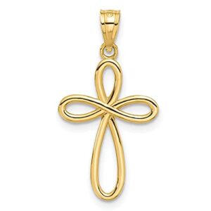 IceCarats 14K Yellow Gold Ribbon Holy Cross Necklace Religious Pendant Jesus Christ Charm 29mm x 14mm Only