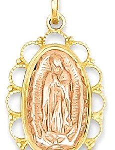 IceCarats 14K Two Tone Gold Our Lady of Guadalupe Virgin Mary Necklace Virgencita Maria Rosa Pendant Catholic Christian Holy Mother Medallion Charm Only