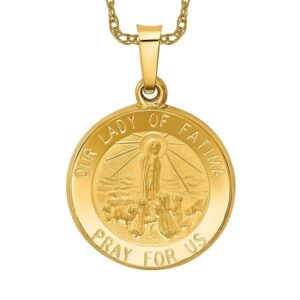 IceCarats 14K Yellow Gold Our Lady Fatima Medal Necklace Charm Pendant Only