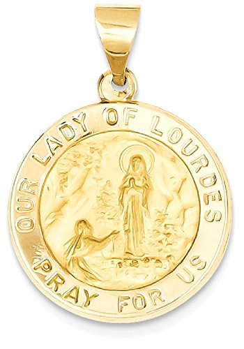 IceCarats 14K Yellow Gold Our Lady of Lourdes Medal Necklace Charm Pendant Only