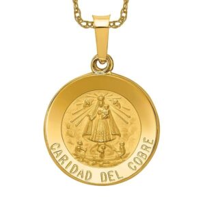 icecarats 14k yellow gold caridad del cobre medal necklace charm pendant 22mm x 15mm only