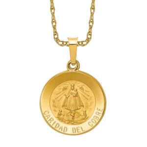 IceCarats 14K Yellow Gold Caridad Del Cobre Medal Necklace Charm Pendant 22mm x 15mm Only