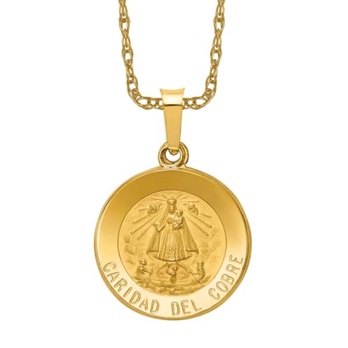 IceCarats 14K Yellow Gold Caridad Del Cobre Medal Necklace Charm Pendant 22mm x 15mm Only