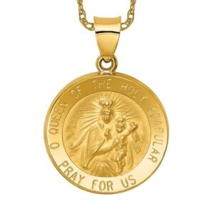 icecarats 14k yellow gold queen of the holy scapular reversible medal necklace charm pendant 28mm x 19.7mm only