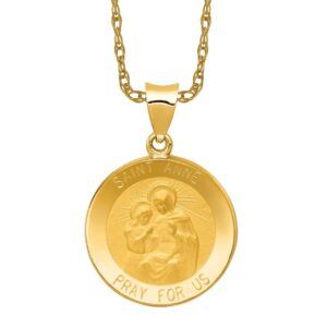 IceCarats 14K Yellow Gold Saint Anne Medal Necklace Charm Pendant 29mm x 19mm Only