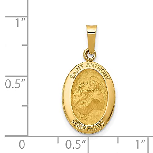 IceCarats 14K Yellow Gold Saint Anthony Medal Necklace Charm Pendant 23.3mm x 11mm Only