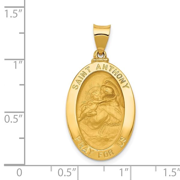 IceCarats 14K Yellow Gold Saint Anthony Medal Necklace Charm Pendant 33mm x 17mm Only