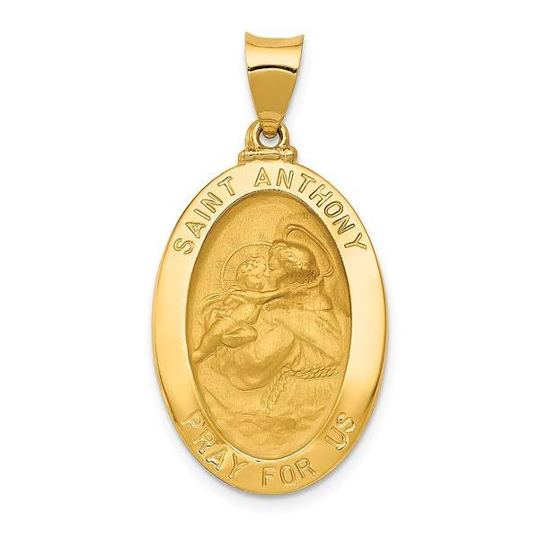 IceCarats 14K Yellow Gold Saint Anthony Medal Necklace Charm Pendant 33mm x 17mm Only