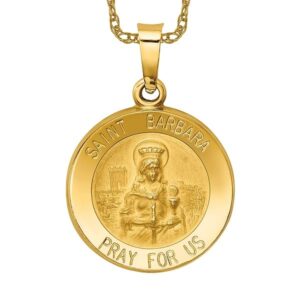 icecarats 14k yellow gold saint barbara medal necklace charm pendant only