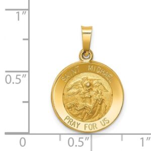 IceCarats 14K Yellow Gold Saint Michael Medal Protects Us Patron Archangel Guardian Angel Necklace Christian Religious Pendant Faith Charm 22mm x 15mm Only