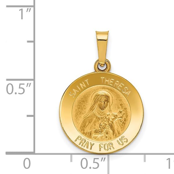 IceCarats 14K Yellow Gold Saint Theresa Medal Necklace Charm Pendant 21mm x 15mm Only