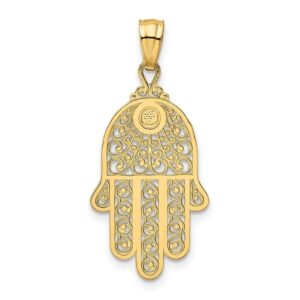 14K Yellow Gold Hand of God Necklace Judaica Religious Pendant Israel Charm 29mm x 14mm Only