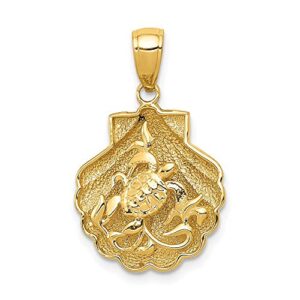 icecarats 14k yellow gold sea turtle shell necklace charm pendant only