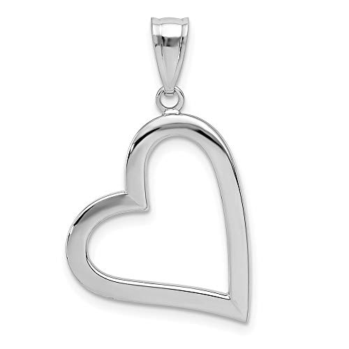 IceCarats 14K White Gold Heart Necklace Love Pendant Charm Only